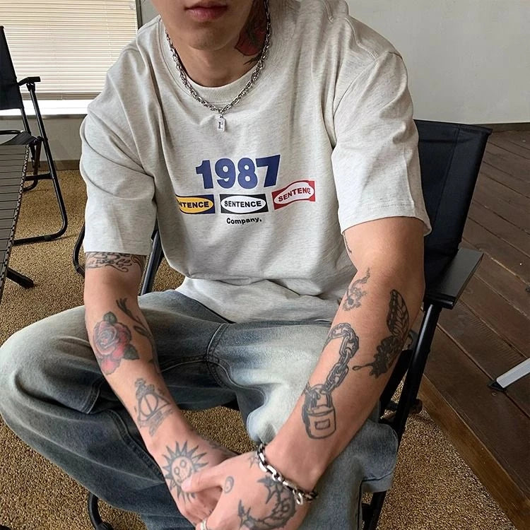 Men's "1987" Korean Letters T-Shirt