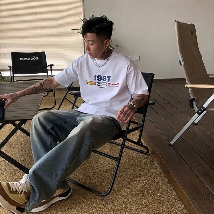 Men's "1987" Korean Letters T-Shirt