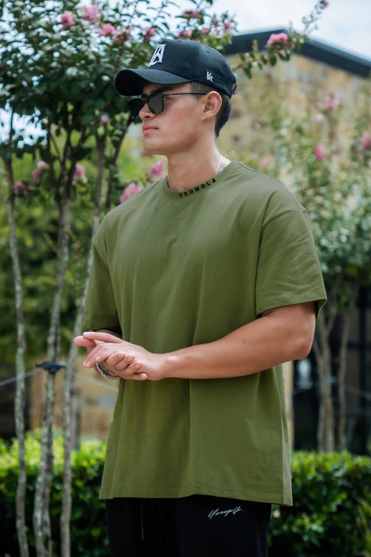 Men's "YOUNGLA" Collar Oversized T-Shirt