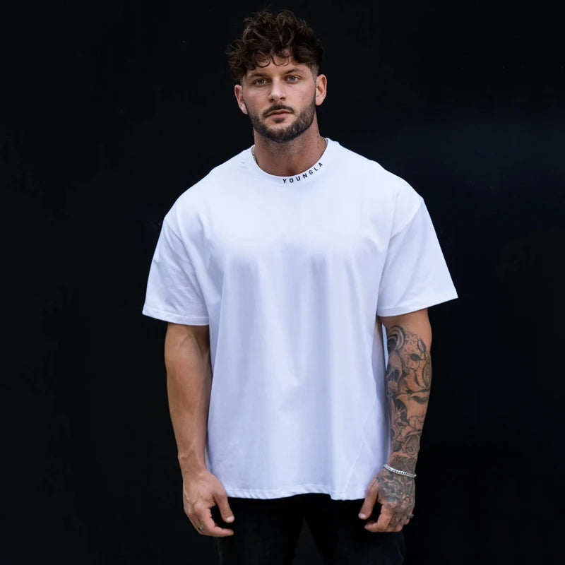 Men's "YOUNGLA" Collar Oversized T-Shirt