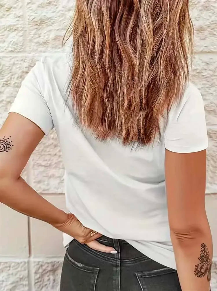 Clothing T-Shirt Short Sleeved T-Shirt Trendy New Printed Clothes Summer Fashion Cartoon Letter Pattern Women's Top T-Shirt.