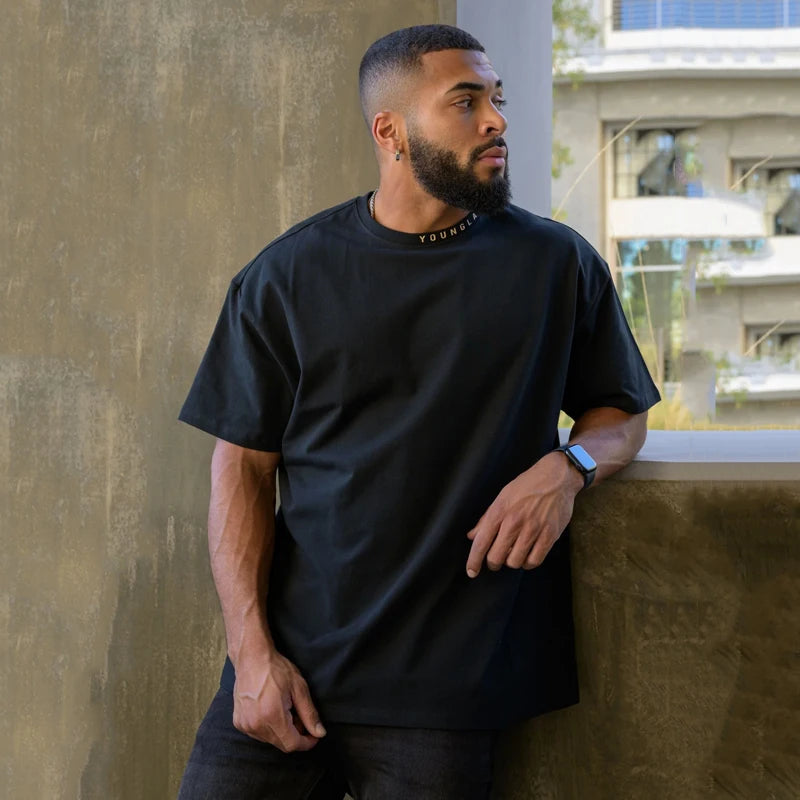 Men's "YOUNGLA" Collar Oversized T-Shirt