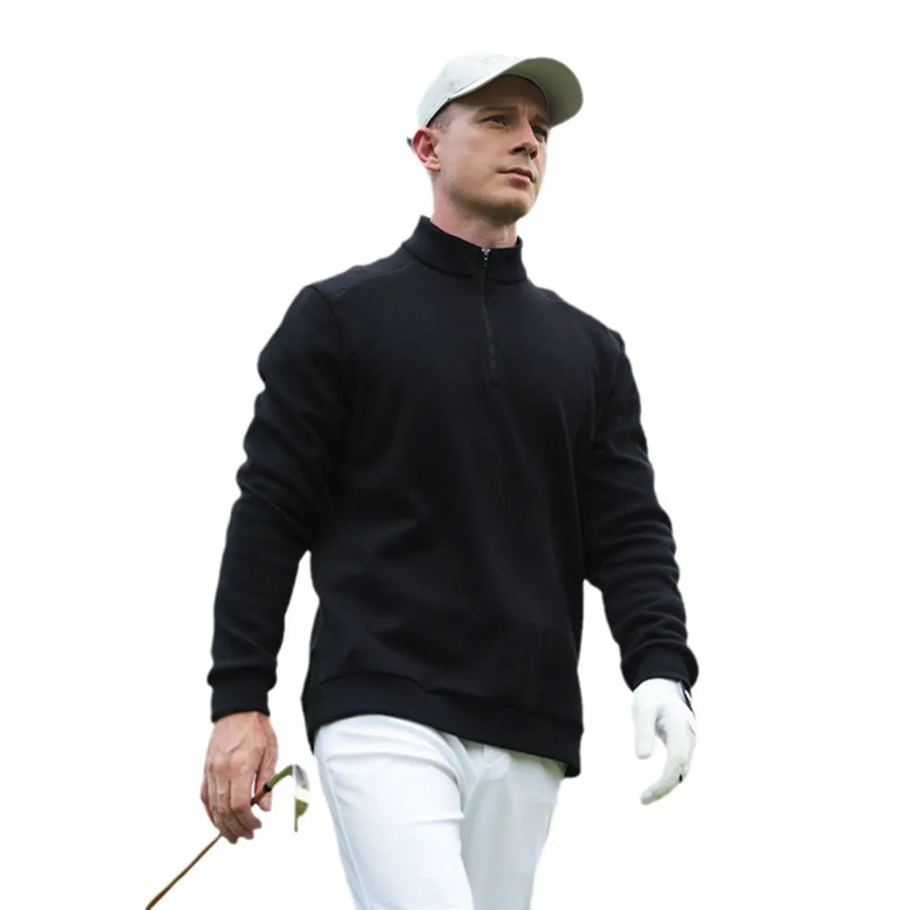 PGM Golf Sweater Men Autumn Winter Golf Clothing Long-Sleeve Striped Shirts Men’s Zipper Collar Warm Sweater Fashion Jacket