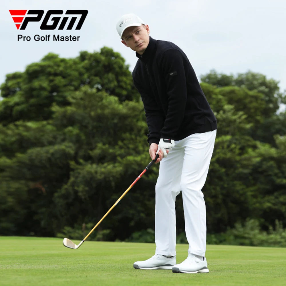 PGM Golf Sweater Men Autumn Winter Golf Clothing Long-Sleeve Striped Shirts Men’s Zipper Collar Warm Sweater Fashion Jacket