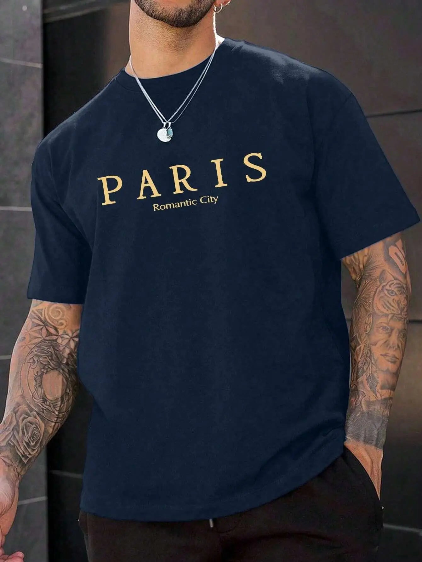 Men's Oversized Paris Letter Graphic Tee