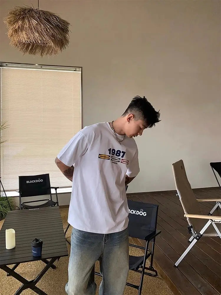 Men's "1987" Korean Letters T-Shirt