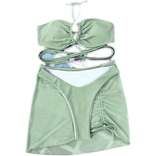 Women's Three-Piece Solid Color Split Swimsuit