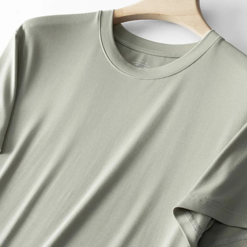 94% Modal 6% Spandex Summer Short Sleeve T-shirt Men Crew Neck Solid Color Casual Underwear Brand High Quality Mens Clothing New