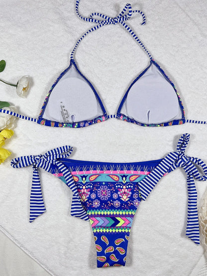 Women's 2-Piece Print Lace-Up Bikini Set