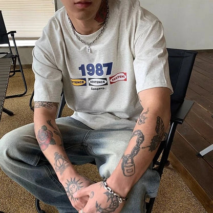 Men's "1987" Korean Letters T-Shirt