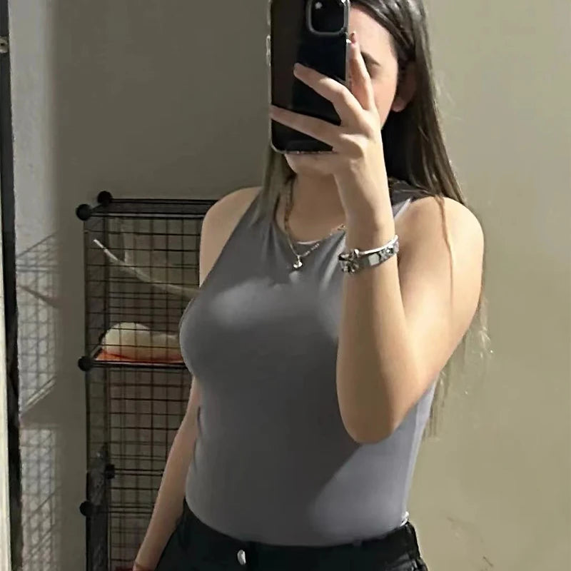 HXAO Bodysuit Women 2024 One Pieces Sleeveless Black Bodysuit Woman White Summer Female Jumpsuit Grey Short Bodysuits Bodycon