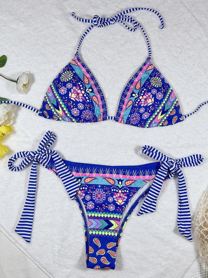 Women's 2-Piece Print Lace-Up Bikini Set