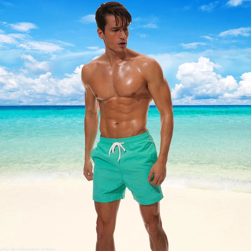 Men's Swim Trunks Summer Swimming Board Shorts Quick Dry Beach Shorts with Side Pockets and Mesh Lining Swimwear Bathing Suit