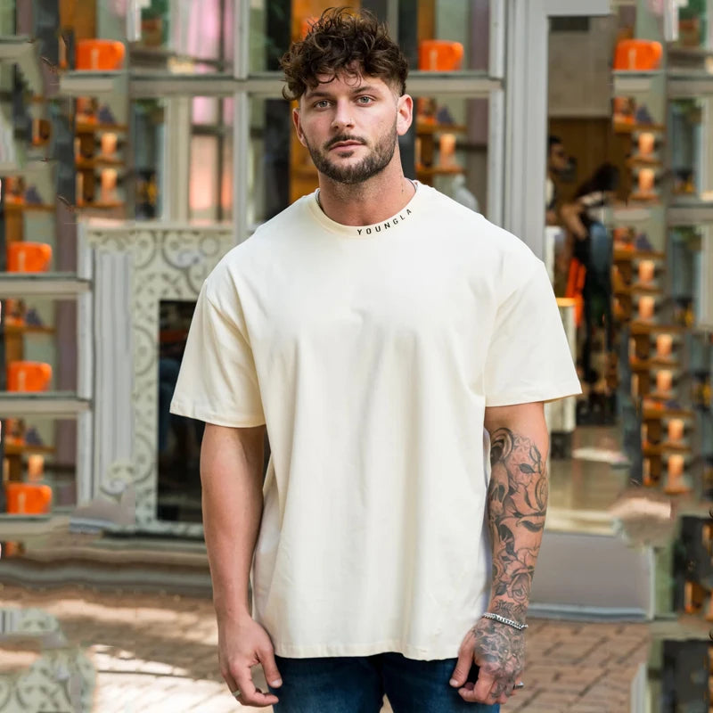 Men's "YOUNGLA" Collar Oversized T-Shirt