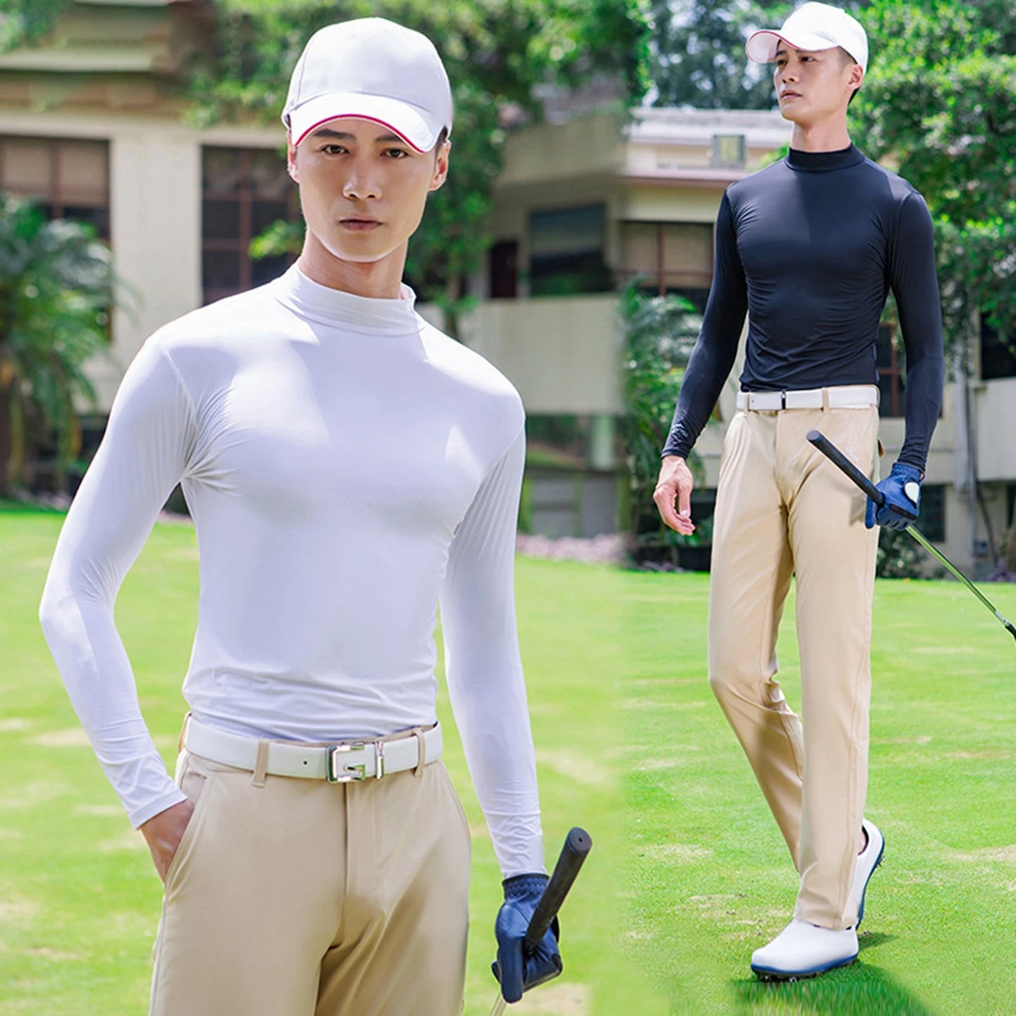 Sunscreen Tops Golf Bottoming Shirts Clothing UV Protector Long Sleeve Sportswear Golf Men Ice Silk Shirt for Golfer Summer